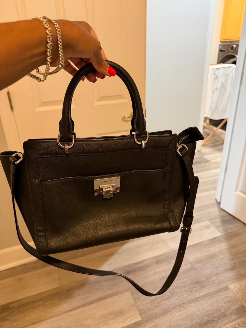 Michael Kors Black Saffiano Leather Tote with Silver Hardware - Picture 5 of 5